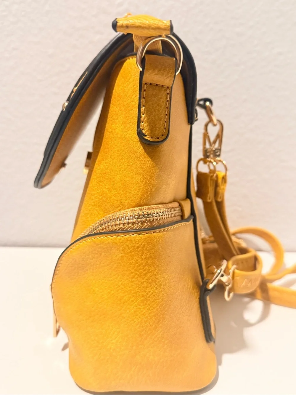 Yellow Leather Crossbody Backpack - Stylish Everyday Bag
